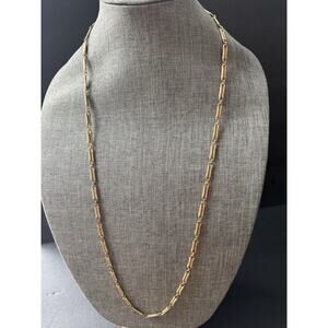 Vintage Paper Clip Link Necklace Gold Tone Stackable Modernist Classic Capsule